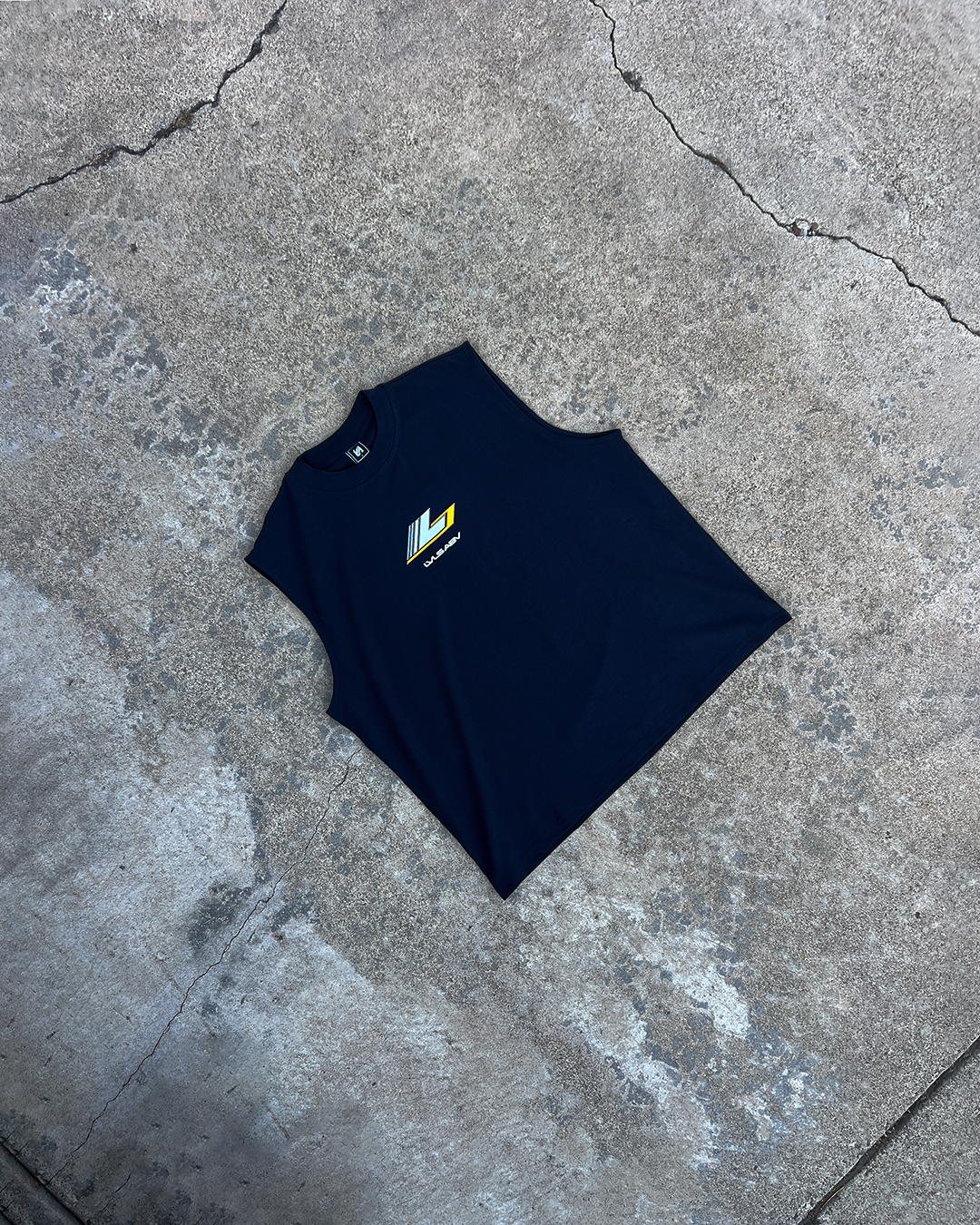 DROP 009 — LVLS ABV Navy Blue Racing Cutoff Shirt