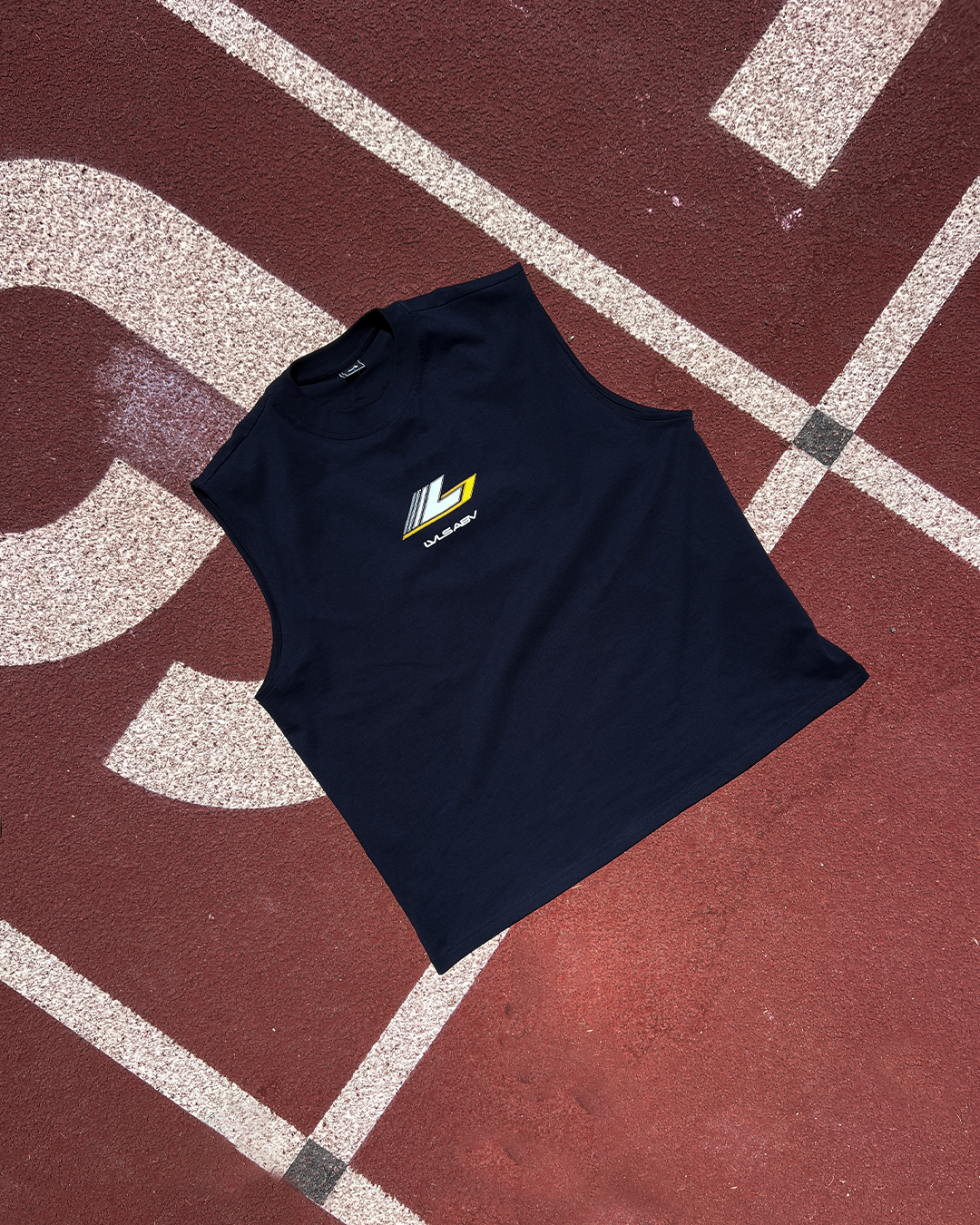 DROP 009 — LVLS ABV Navy Blue Racing Cutoff Shirt