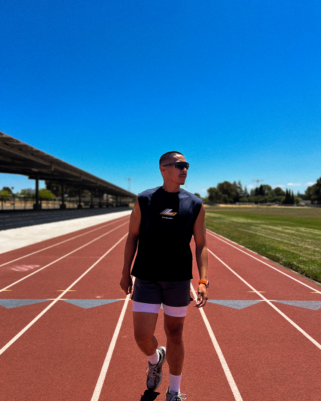 DROP 009 — LVLS ABV Navy Blue Racing Cutoff Shirt