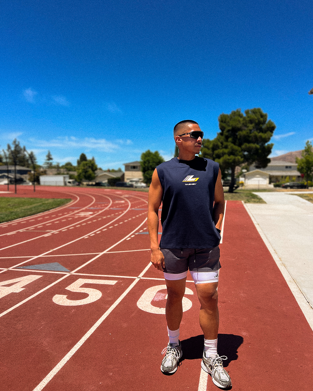 DROP 009 — LVLS ABV Navy Blue Racing Cutoff Shirt