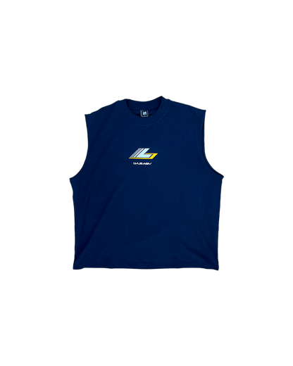 DROP 009 — LVLS ABV Navy Blue Racing Cutoff Shirt