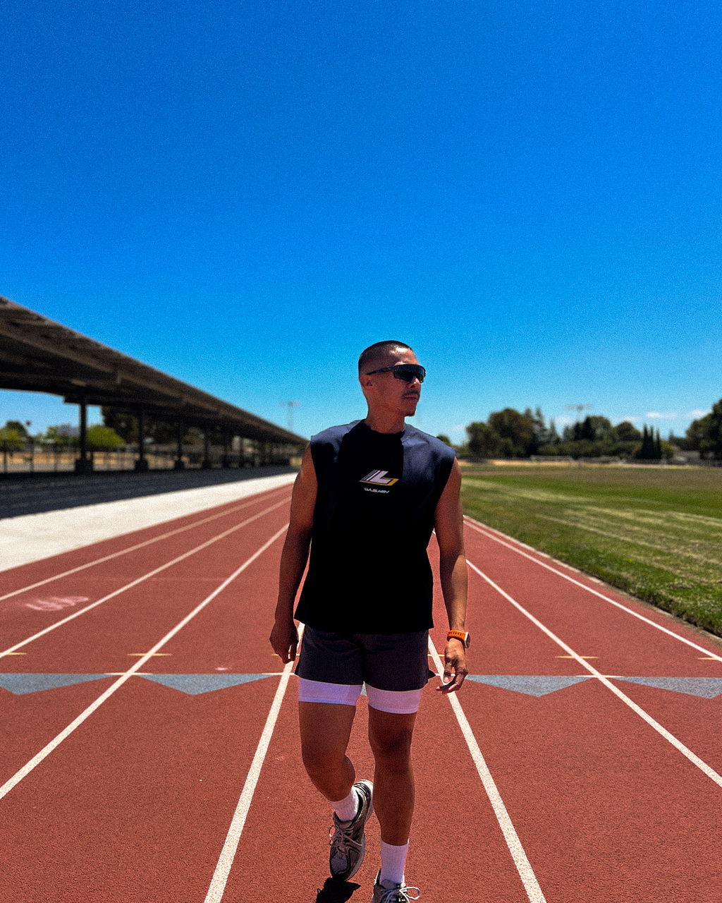 DROP 009 — LVLS ABV Navy Blue Racing Cutoff Shirt