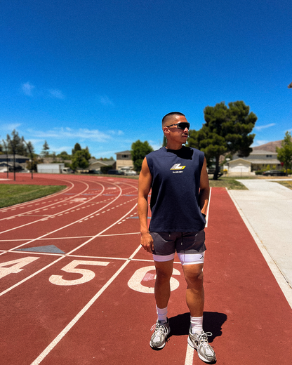 DROP 009 — LVLS ABV Navy Blue Racing Cutoff Shirt